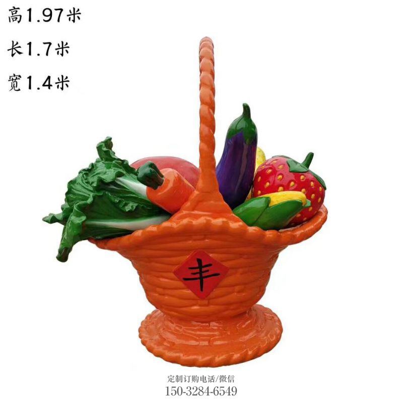 景区果篮雕塑优选，圆雕体系，城市白菜果篮雕塑选定